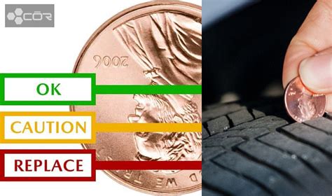 measure tire thickness with coin|how to check tire tread length.